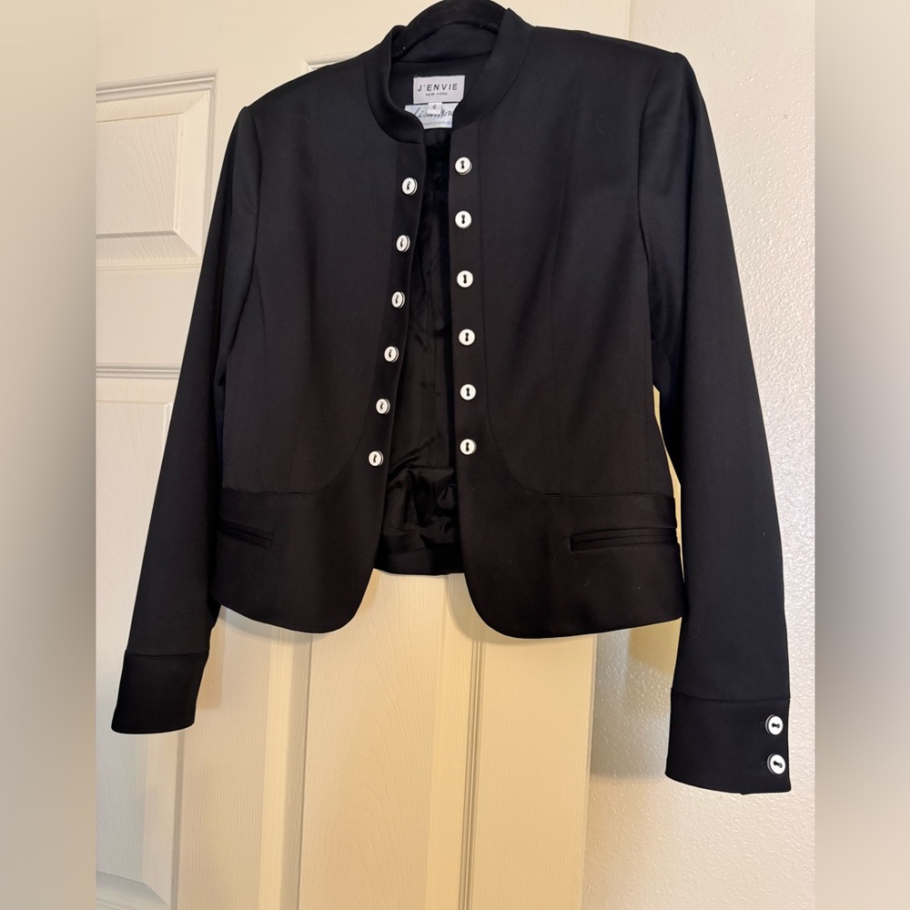 J’ Envie Women's Black Cropped Blazer with Button Accents